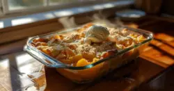 Peach dessert cobbler